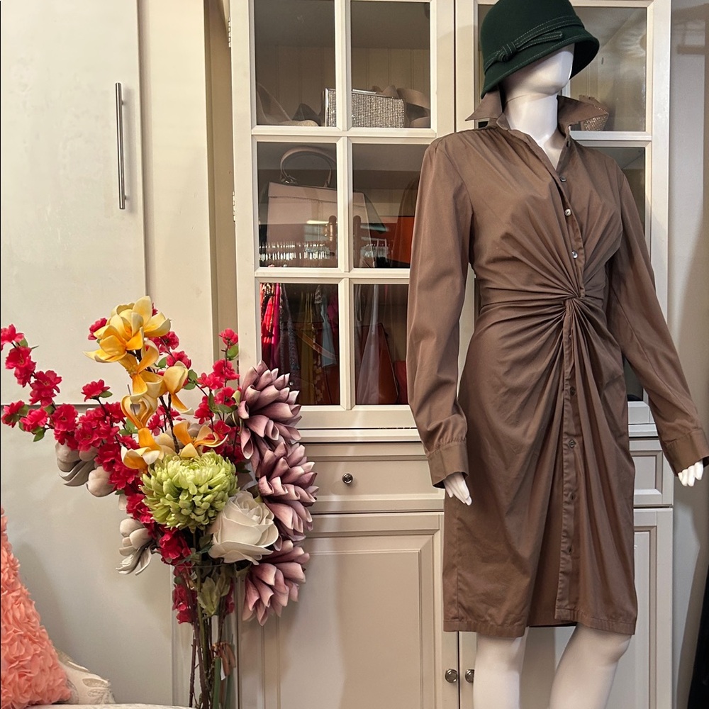 Michael Kors Taupe Long Sleeve Dress - Picture 2 of 16